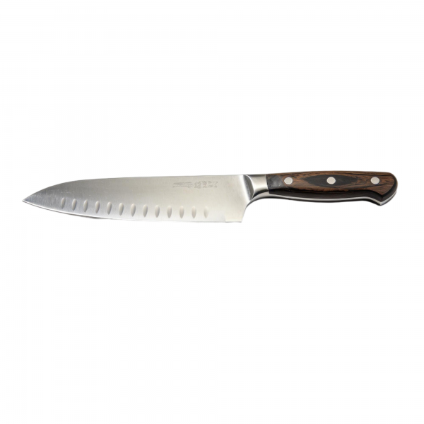 Granton Edge Chef Knife with Wooden Handl